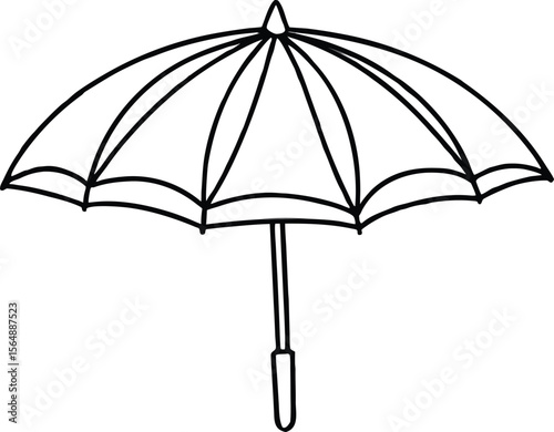 Open Umbrella Line Art Drawing