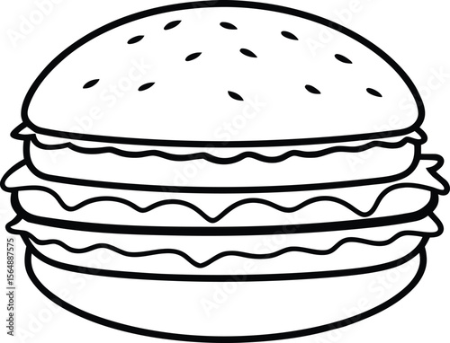 Hamburger Line Art Illustration