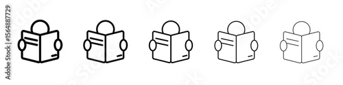 Reading icon web Vector collection in black strokes