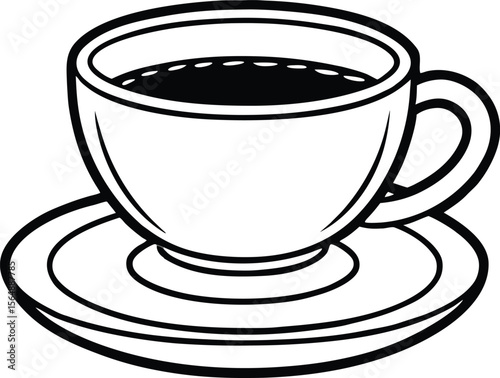 Simple Black and White Coffee Cup Drawing