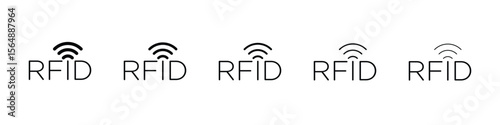 RFID icon web Vector collection in black strokes
