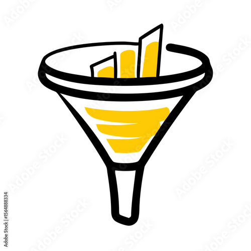 Bar Chart in Funnel Outline - Clean Flat Vector Art