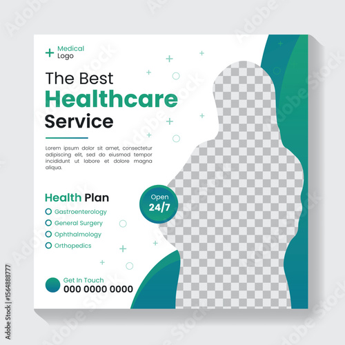 Modern medical healthcare service social media post design template, Instagram post template, medical post design
