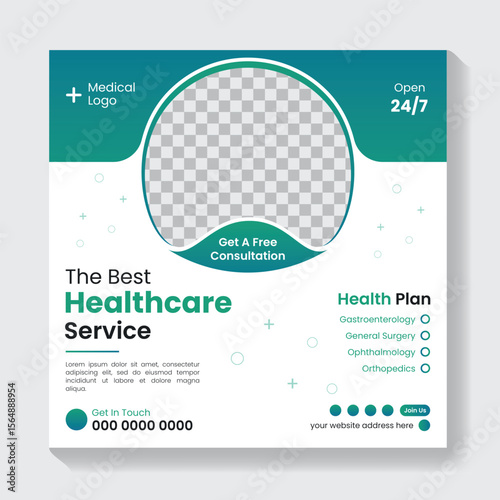 Modern medical healthcare service social media post design template, Instagram post template, medical post design
