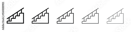 Stairs icon web Vector collection in black strokes