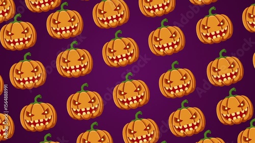 Halloween pumpkin seamless pattern background looping animation 4k