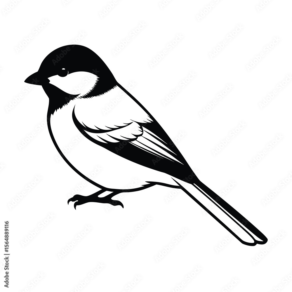 Fototapeta premium capped chickadee silhouette vector