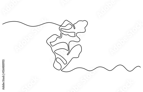 Single one line drawing ginger vegetable concept continuous line draw design graphic vector illustration, One continuous line drawing healthy organic ginger for farm logo identity. Fresh flowering.