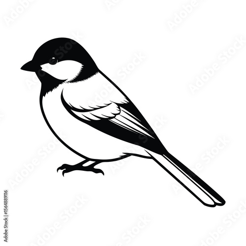 capped chickadee silhouette vector