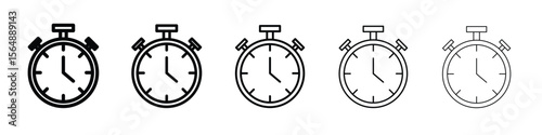 Stopwatch icon web Vector collection in black strokes