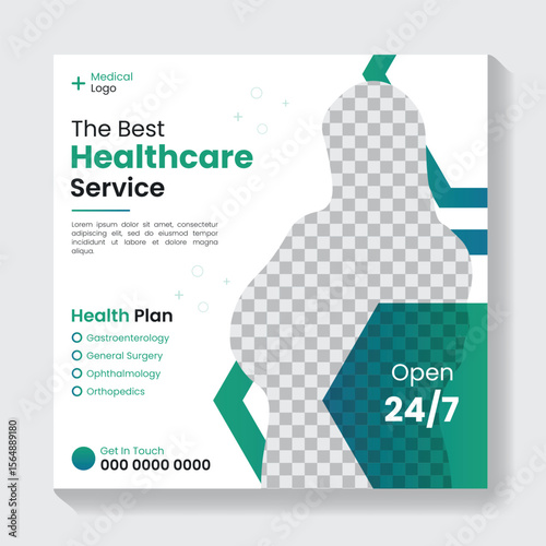 Modern medical healthcare service social media post design template, Instagram post template, medical post design

