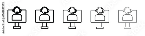 Tech support icon web Vector collection in black strokes