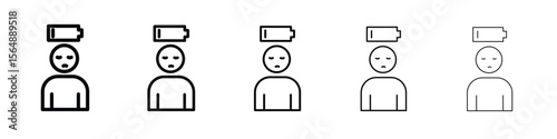 Tired person icon web Vector collection in black strokes