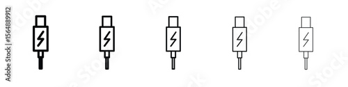 USB type c icon web Vector collection in black strokes