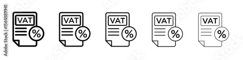 Value added tax VAT icon web Vector collection in black strokes