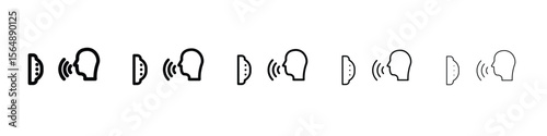 Voice control icon web Vector collection in black strokes
