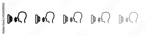 Voice control icon web Vector collection in black strokes
