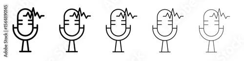 Voice recognition icon web Vector collection in black strokes