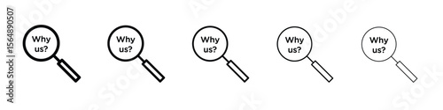 Why us icon web Vector collection in black strokes