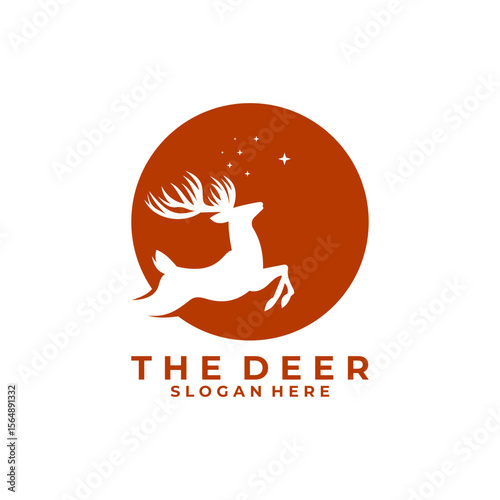 Deer animal logo design vector template. Deer silhouette logo design vector template