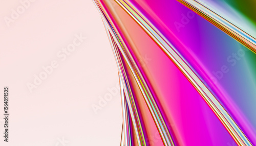 Vivid abstract waves of pink and purple with dynamic lines and smooth gradients. 3D rendering