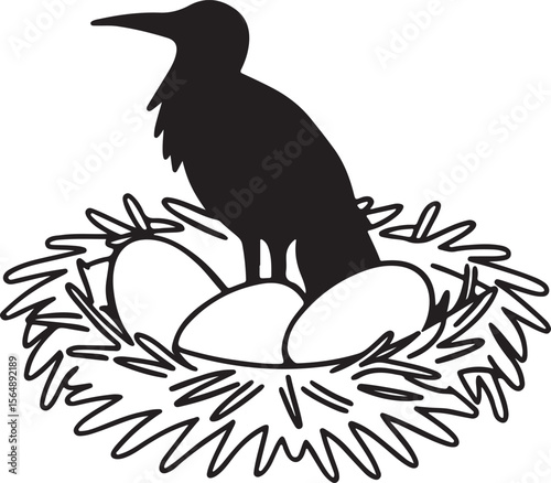 bird in nest silhouette