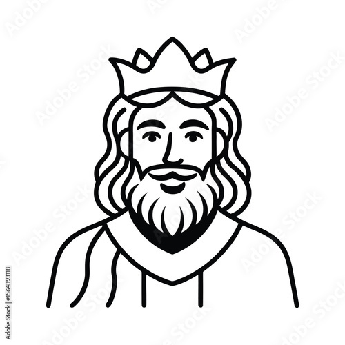 elegant bearded king outline drawing vector