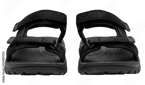 Explore the latest collection of black strap sandals for men and women online now on transparent background