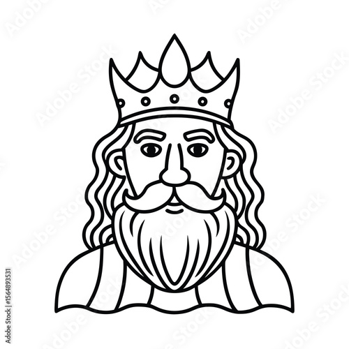 elegant bearded king outline drawing vector