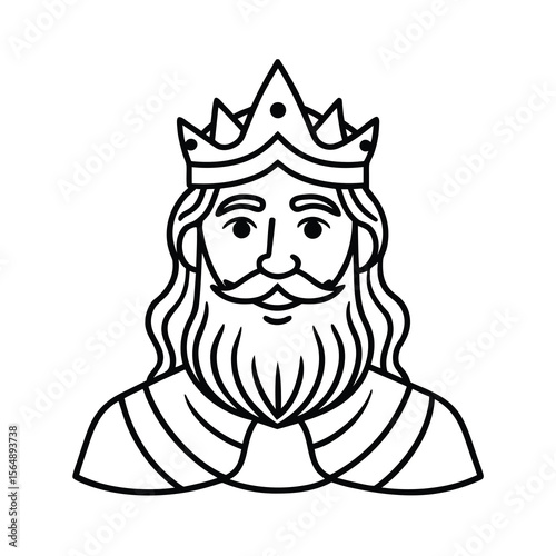 elegant bearded king outline drawing vector