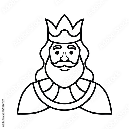 elegant bearded king outline drawing vector