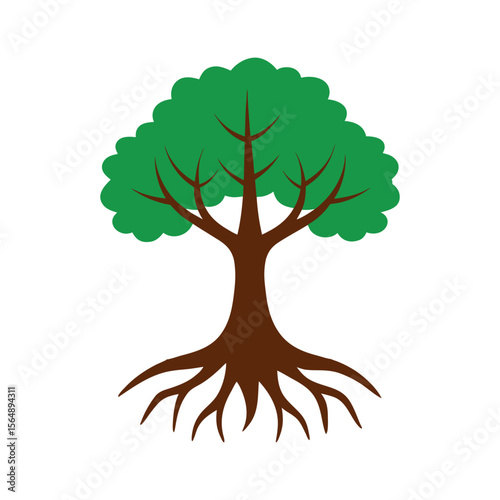 Tree with visible soil layers beneath for educational earth science content Vector illustration
