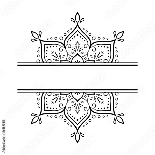 Frame in eastern tradition. Stylized with henna tattoos decorative pattern for decorating covers for book, notebook, casket, magazine, postcard and folder. Flower border in mehndi style.