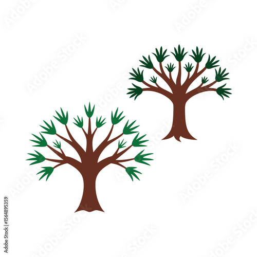 Artistic tree with human hand shaped branches symbolizing unity Vector illustration