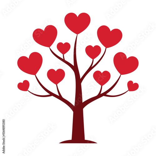 Valentines Day tree filled with heart shaped leaves for love themes Vector illustration