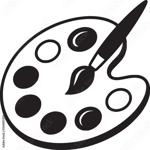 Artist paint palette with brush vector illustration for painting art class and creative design 100 characters on transparent background