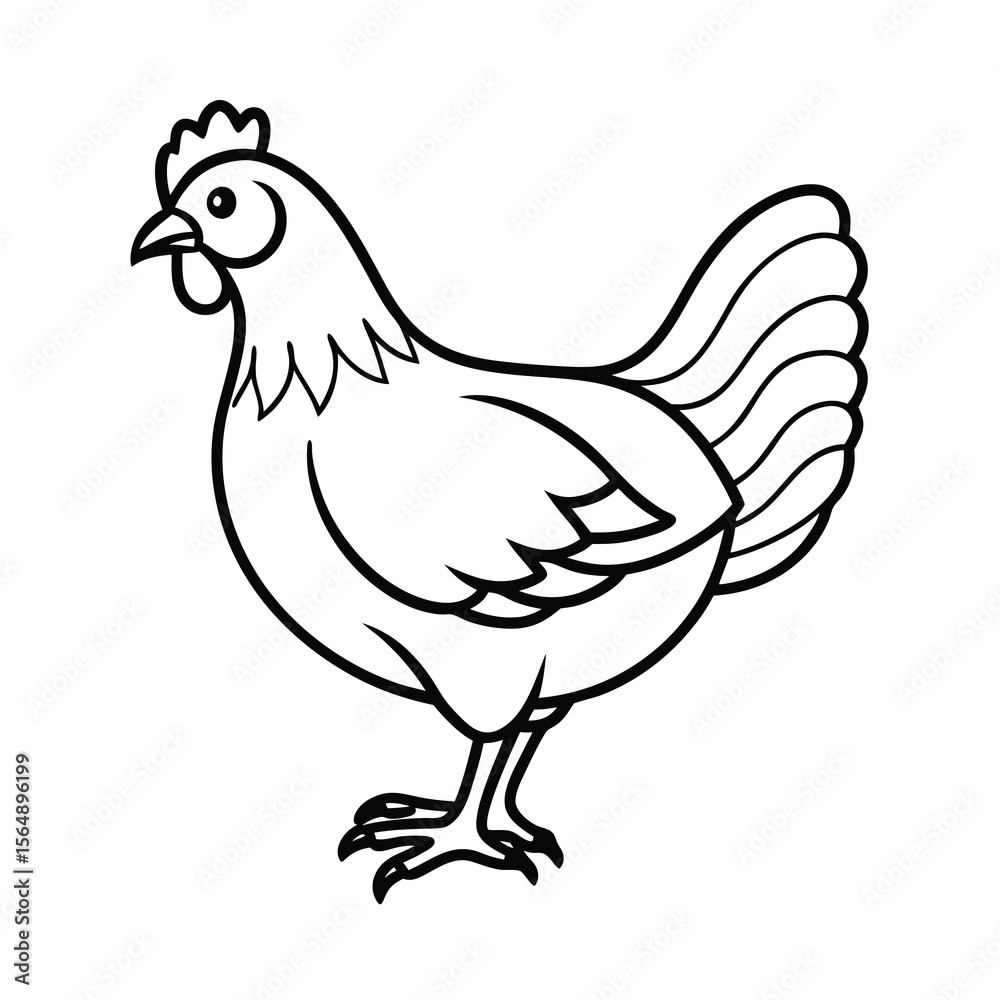Fototapeta premium farm chicken line art vector illustration