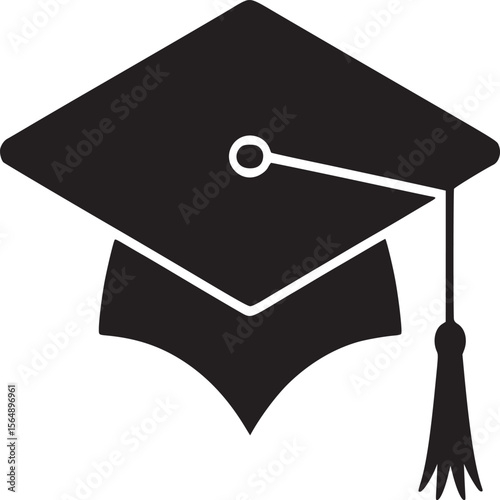 Graduation cap mortarboard icon vector illustration for education achievement ceremony and college degree 100 on transparent background