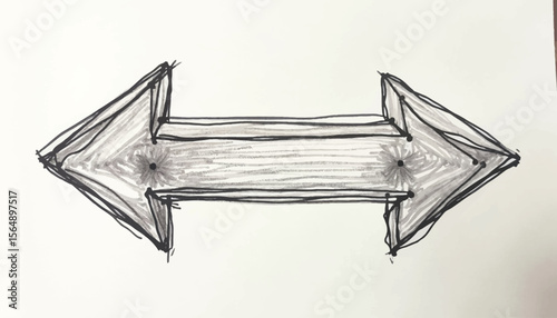 Hand-drawn sketch of a double-headed arrow, suggesting duality or choice.