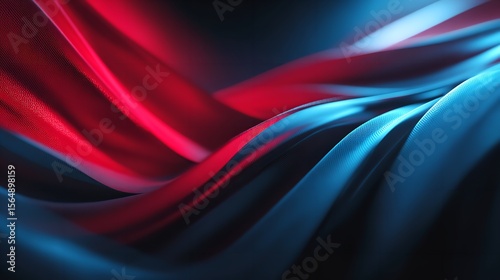 Fototapeta Naklejka Na Ścianę i Meble -  The alluring dance of modern art where red passion intertwines with cool blue tranquility in a fluid embrace and dark