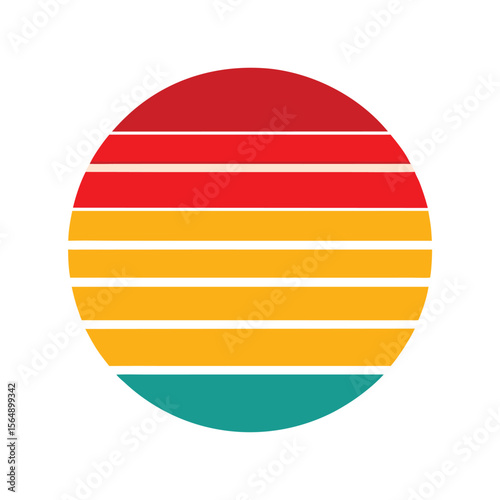 Circular Retro Sunset Background with Evenly Spaced Stripes
