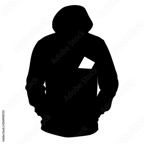 Silhouette of sweatshirt with passport in pocket, secure travel attire