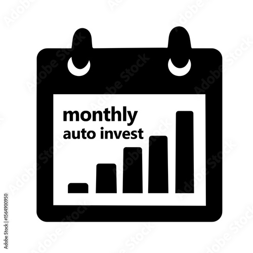 Calendar with monthly auto invest chart, financial growth strategy concept