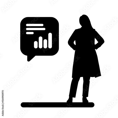 Silhouette of financial advisor with graph icon, business consultation success