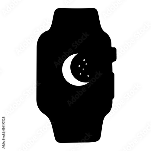 Silhouette smartwatch with moon icon and Zs, sleep tracker technology