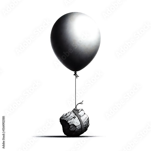 Black-and-White Balloon Stone Art