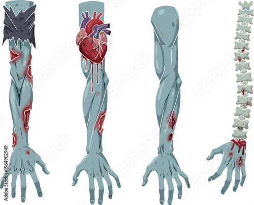 "Zombie Apocalypse Survival Kit: Detached Limbs, Bloody Heart, and Spine - Spooky Halloween Horror Elements for Your Undead Creations"