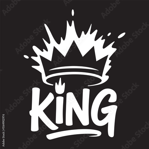 Simple and bold crown icon above the word “KING”, exuding royalty and authority Vector illustration.