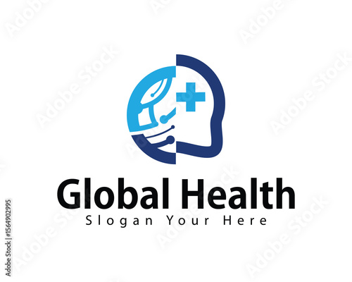 global health logo creative design concept chat clinic medical