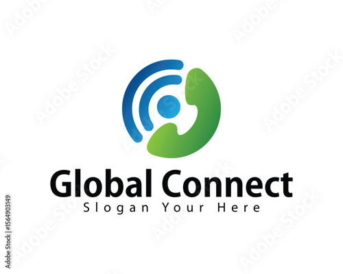 global connect logo creative call design concept network